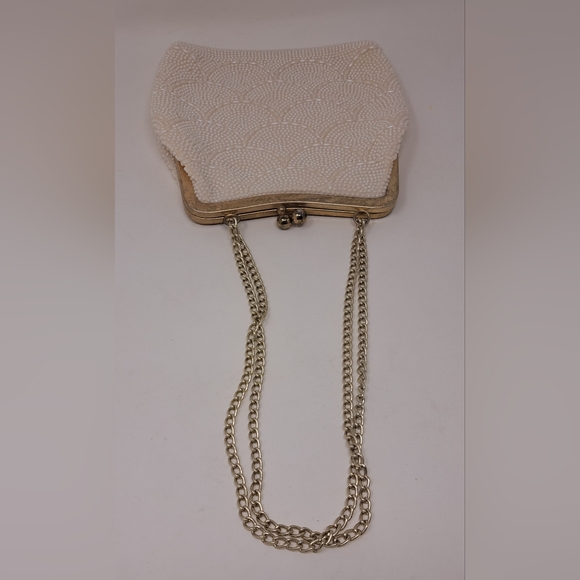 Vintage Beaded Purse Colorful White Gold 60s 70s Hand Bag Satchel Depression Era - Picture 5 of 11